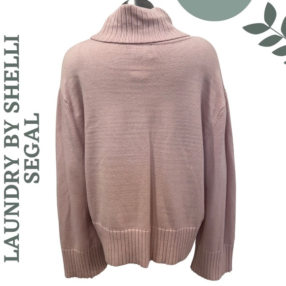 🛍️3/$40 Laundry Shelli Segal Light Pink Turtleneck Sweater Rib Pullover Medium - Picture 4 of 8